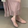 Mesh Cloth Breathable Flat Shoes Summer New Round Head Shallow Mouth Rivets Metal Buckle Soft Sole Non-slip Single Shoes