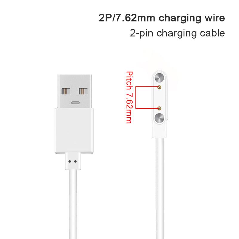 Cabo de Carregamento Magnético Forte de 2 Pinos Linha de Carregamento Usb Corda Corda Cor Preto Branco Compatível Com Smartwatches Universal