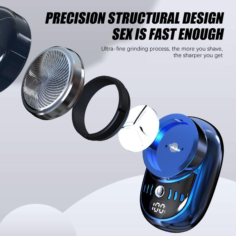 Mini Electric Shaver For Men Vehicle Mounted Shaver With Digital Display Washable Cordless Travel Pocket Face Beard Trimmer