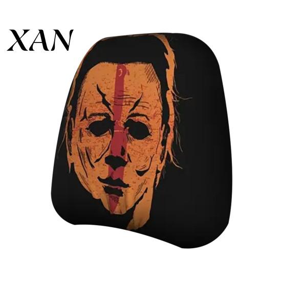 Vehicle Interior Comfort Accessories Halloween Car Headrest Cover, Scary Pattern Print Stretchable Soft Fabric Guard Protector, Breathable Polyester