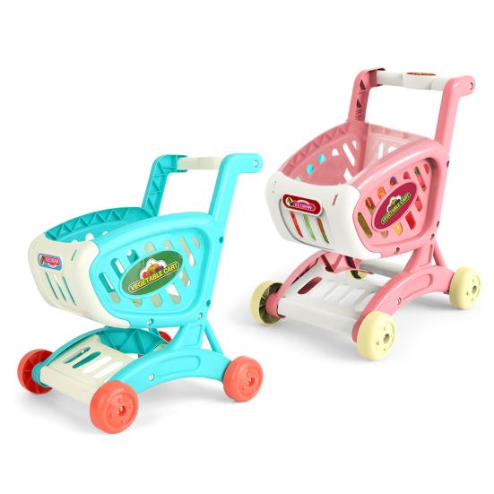 Shopping Cart Toy Realistic Rounded Corner Scene Experience Plastic Kids Supermarket Push Trolley Education Play House Toy for Kindergarten