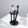 Black Stainless Toothbrush Holder Stand: Rustproof Bathroom Countertop Organizer, 4 Ventilated Slots Hold Manual Toothbrushes, Razor