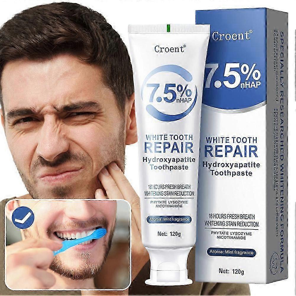 Fluoride-Free Hydroxyapatite Toothpaste for Sensitive Teeth, Whitening Toothpaste for Men & Women, Gentle Enamel Repair & Cavity Prevention
