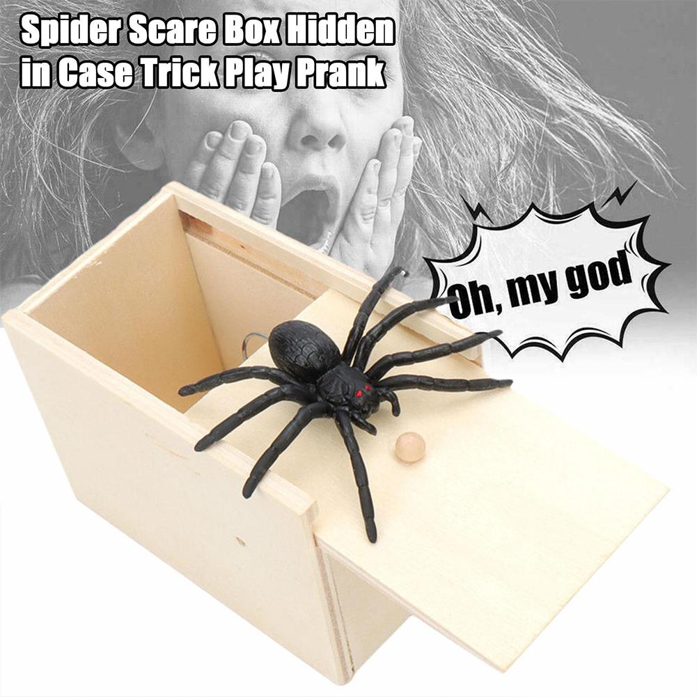 Prank Spider Box Wooden Scare Box Joke Toy Funny Gift 1Pcs Prank Box Toy Kids Party T7V9