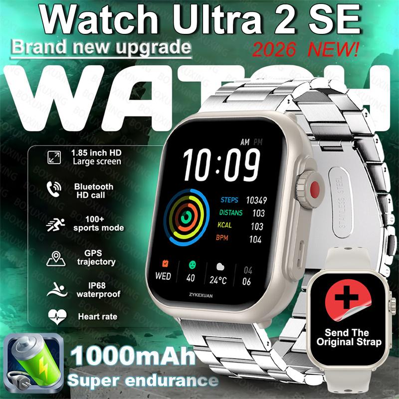 New Watch Ultra 2SE Smart Watch Men Women 1.85-Inch HD AMOLED Full Touch Screen IP68 Waterproof Bluetooth Calling SmartWatch Man
