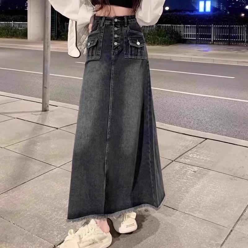 High-Waist Retro Denim A-Line Skirt for Women - Summer Collection