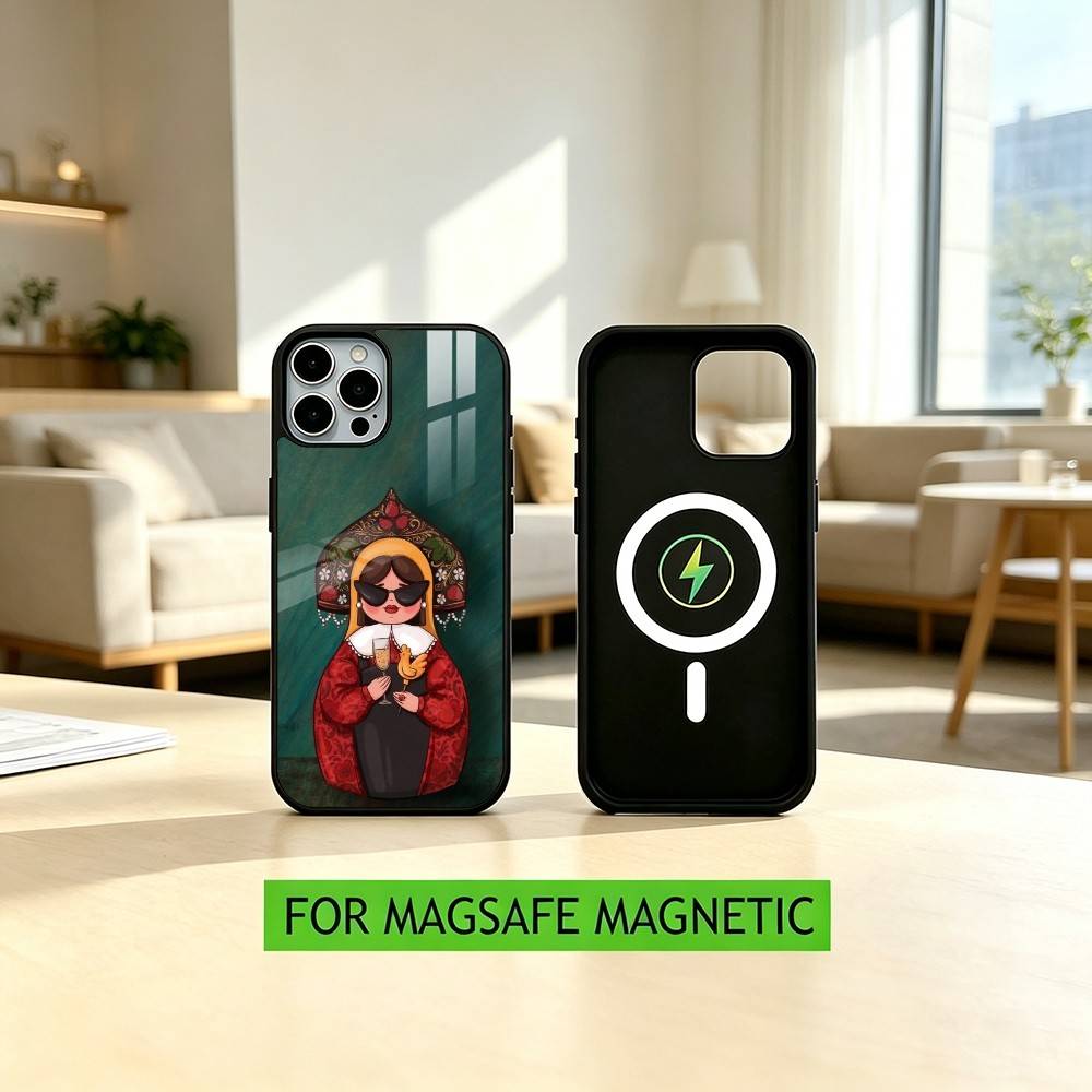 Adorable R-Russian Folk Art Doll Phone Case For iPhone17,16,15,14,13,12,11 Plus,Pro Magnetic with Magsafe Wireless Charging