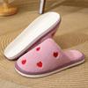 Women's Heart Shape Furry Cotton Slippers - Warm, Soft Sole, Plus Velvet for Autumn/Winter Indoor Use