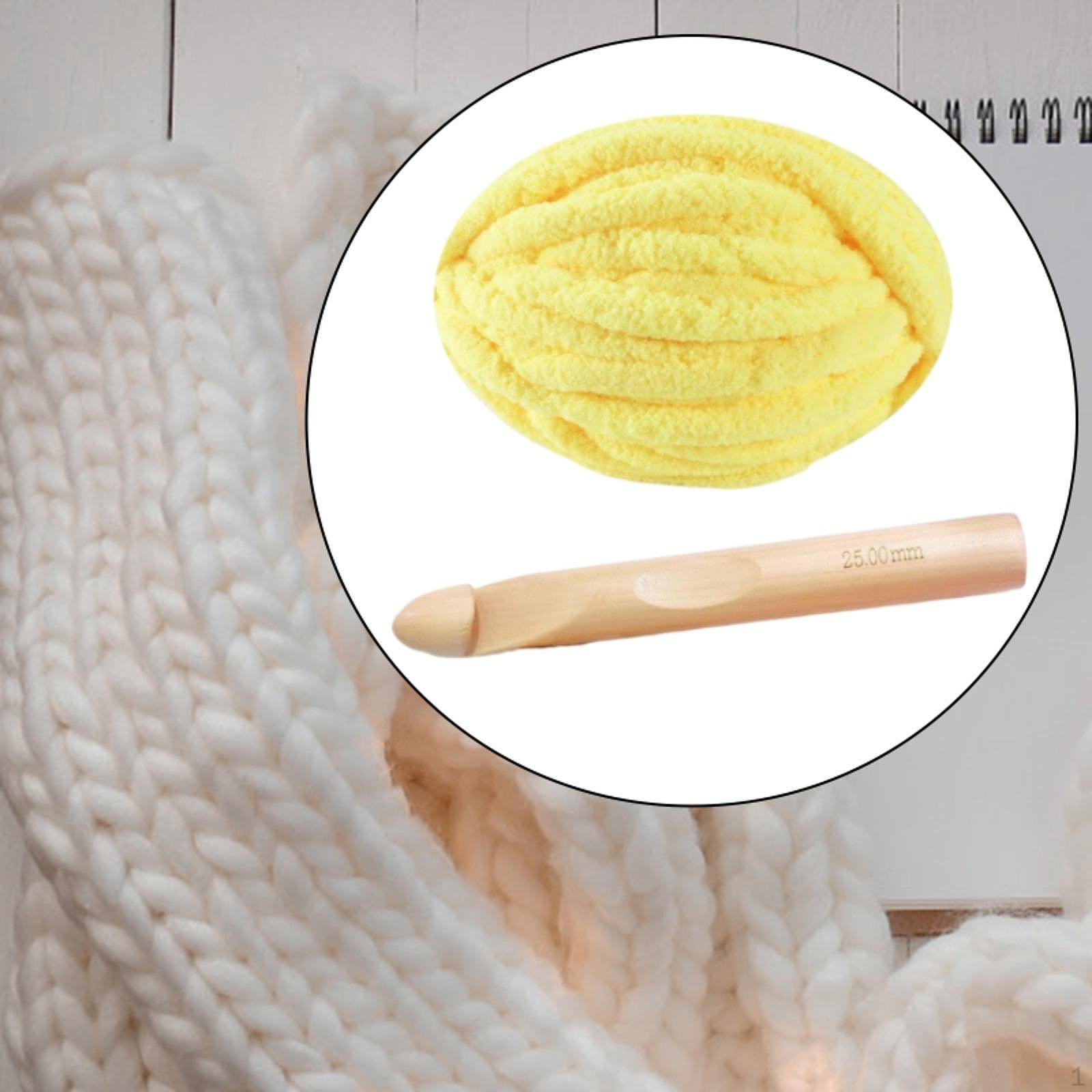 

Плед з товстої пряжі з гачком для в язання гачком, ручної в язки, DIY матеріали для проекту для сумок жовтий