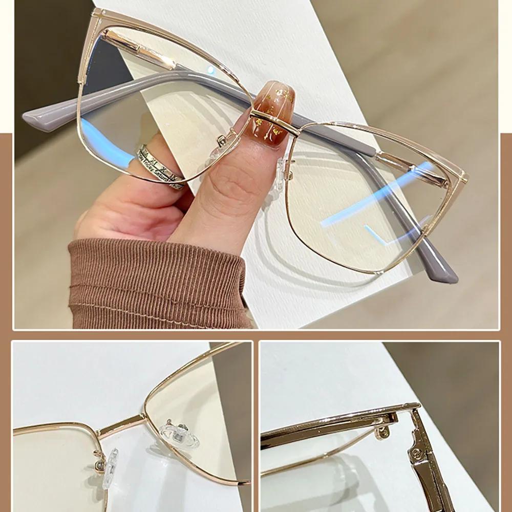Transparent Cat Eye Glasses Women Trendy Design Anti Blue Light Glasses Computer Eyepiece Optical Spectacle Metal Frame Lentes