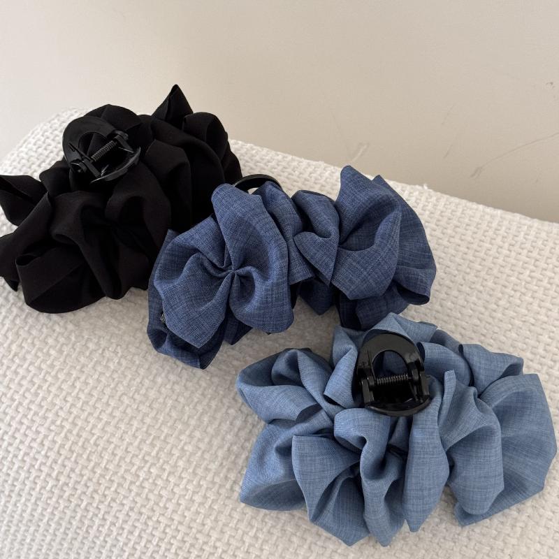 Retro Pleats Hair Clip For Women Solid Color Hairpins Ponytail Holder Claw Headwear  Hair Accessories