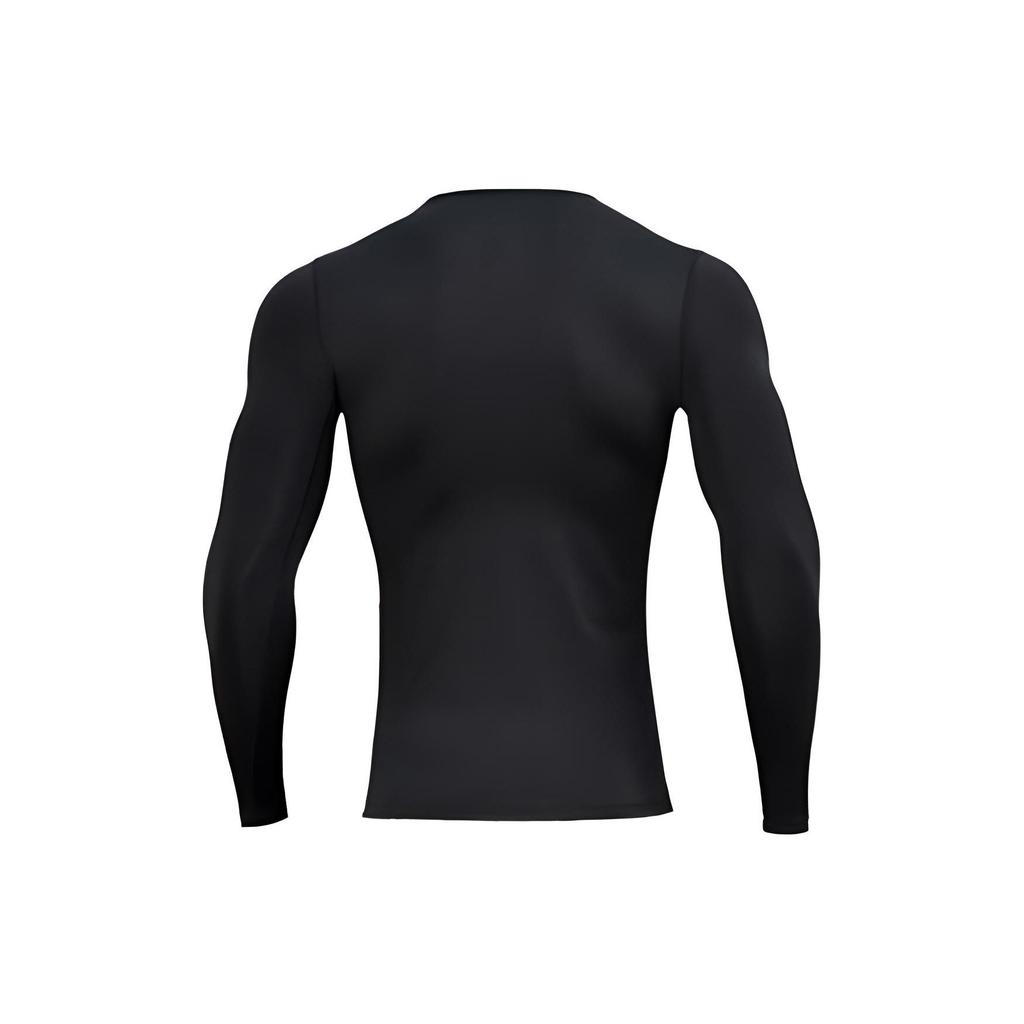 Li-Ning Solid Color Logo Print Tight-Fitting Sports Quick-Dry Long Sleeve Fitness Shirt Men Tops Black AUDSB59-1