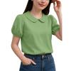 ZANZEA Women Casual Doll Collar Solid Color Short Sleeve Blouse