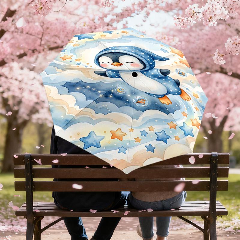 1PC Penguin Umbrella-8-Rib Reinforced, Automatic Open, Lightweight & Durable, Fashion Accessory for Outdoor, H0353