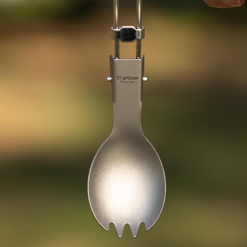 Titanium Spoon Spork Ultralight Portable Cutlery Foldable Handlle Tableware for Outdoor Camping