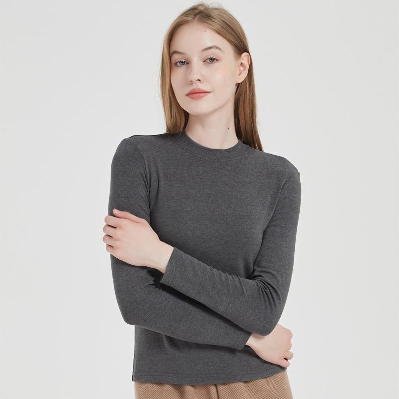 Nouă primăvară, vară, toamnă, cu gât rotund, cu mânecă lungă, tricou simplu, de înaltă calitate, pentru femei, tricouri de bază elastice, topuri casual pentru femei, tricou subțire