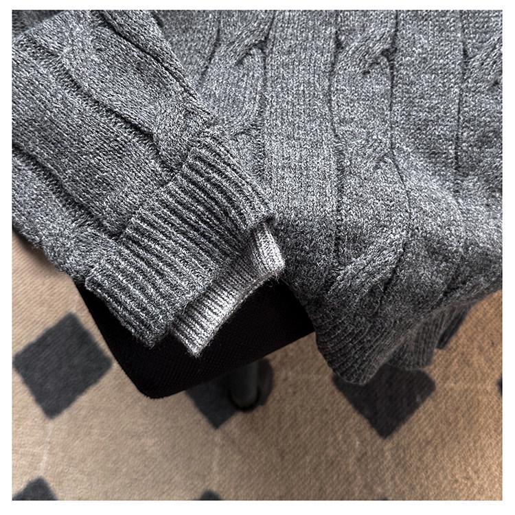 Men's Autumn Retro Faux Two-Piece Cable Knit Polo Sweater – Versatile Loose-Fit Pullover Knitwear