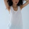 Linen and Cotton Spaghetti Strap Cotton Top Cami Summer Cool White U Collar Thread Exported To French Style UK