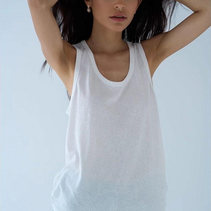 Linen and Cotton Spaghetti Strap Cotton Top Cami Summer Cool White U Collar Thread Exported To French Style UK