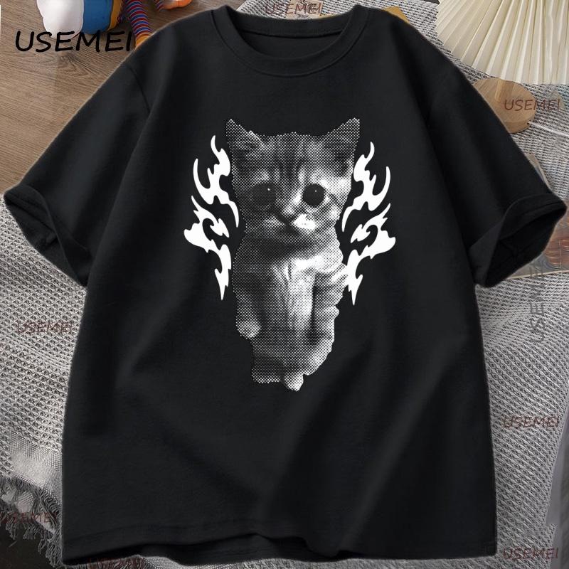 

Y2K Goofy Cat Meme T Shirt 90s Vintage Cotton Short Sleeves Tops Streetwear Round Neck T Shirt Causal Oversized Clothing XL