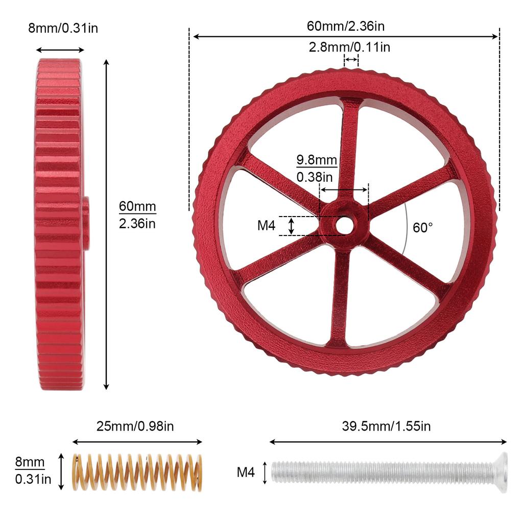 4 ks hliníková ruční vyrovnávací matice vhodná pro tiskárnu Creality / Ender 3 / 5 CR 10 / 20 / 3D tiskárnu