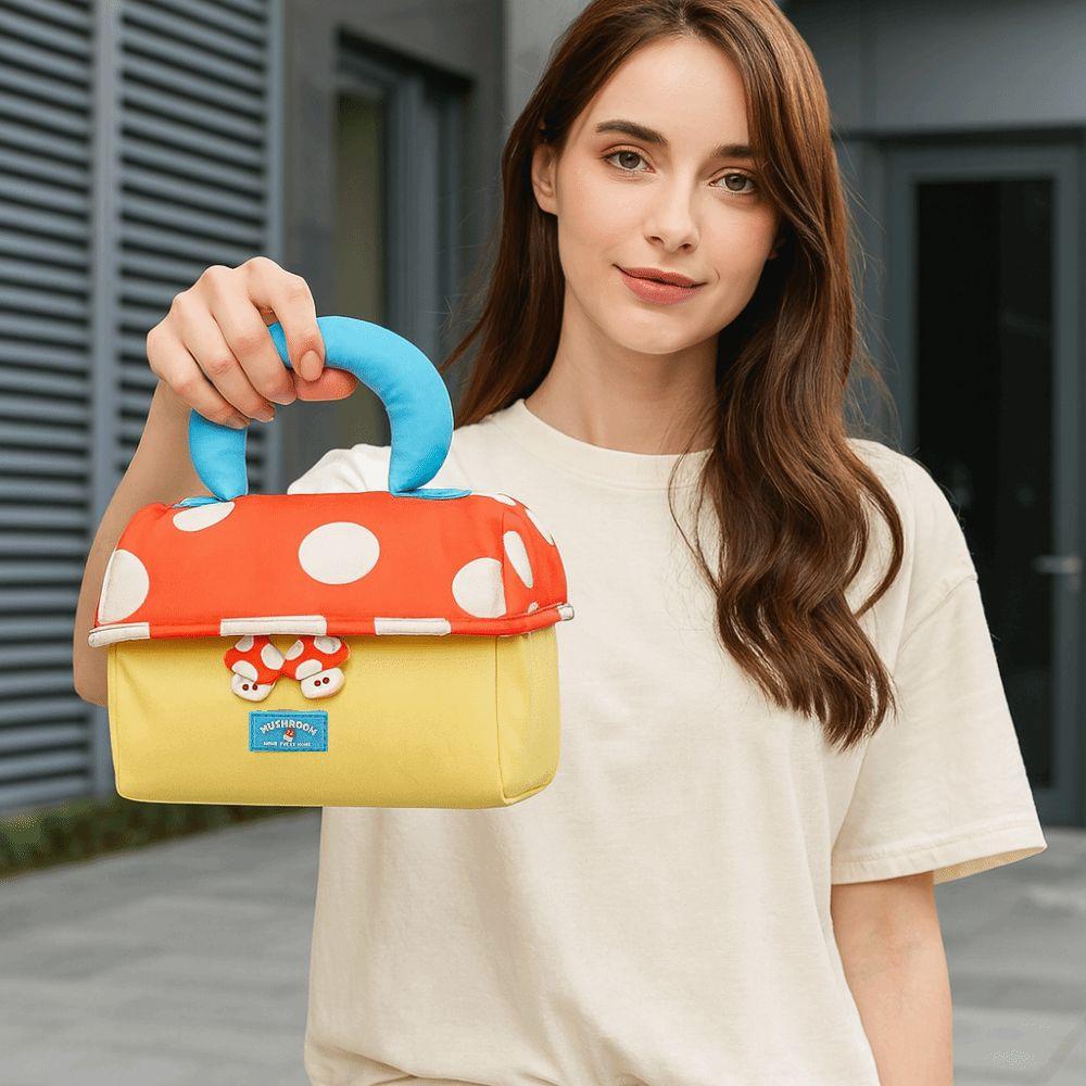 Oxford Cloth Mushroom Makeup Bag Multifunctional Toiletry Bag Kawaii Handheld Cosmetic Case Girls