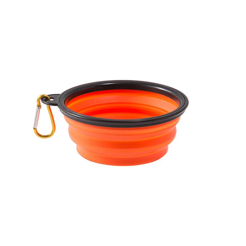Folding Portable Silicone Dog Feeder Bowl 2-in-1 Pet Dispenser with Carabiner for Outdoor Travel Food And Water Container for Do