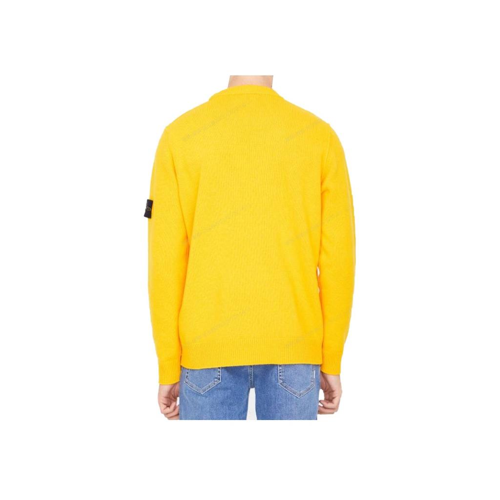 Stone Island Fw22 Solid Color Ribbed Knit Long Sleeve Wool Sweater Men sweater Yellow 7715508A3-V0030