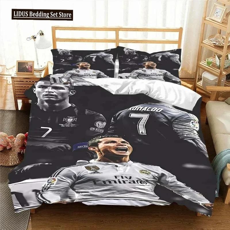 

Футбольна зірка CR7 Футбольний постільний комплект Хлопчики Дівчатка Полуторний Двоспальний Розмір Підковдра Наволочка Ліжко Хлопчики Дорослі Мода Домашній Текстиль AU Single(140*210cm)3pcs