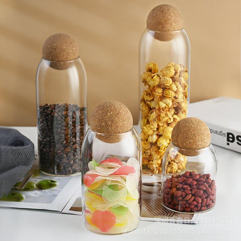 Cork Lid Glass Storage Jar for Coffee Beans, Tea, and More