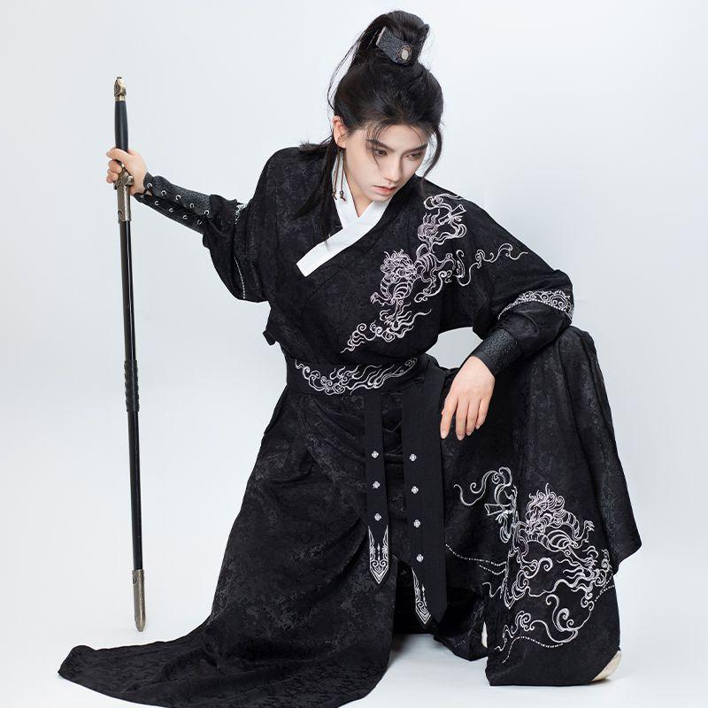 Chinese Ming Dynasty Style Straight-neck Shirt Suit Hanfu For Men