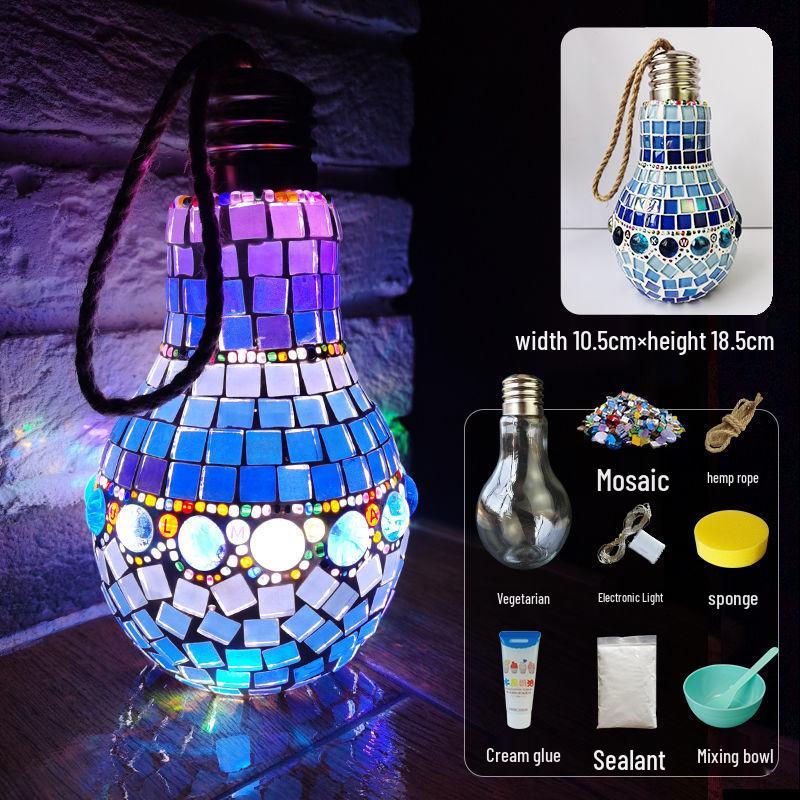 Mosaic DIY Candle Holder Kit: Educational Parent-Child Crystal Glass Light-Up Gift