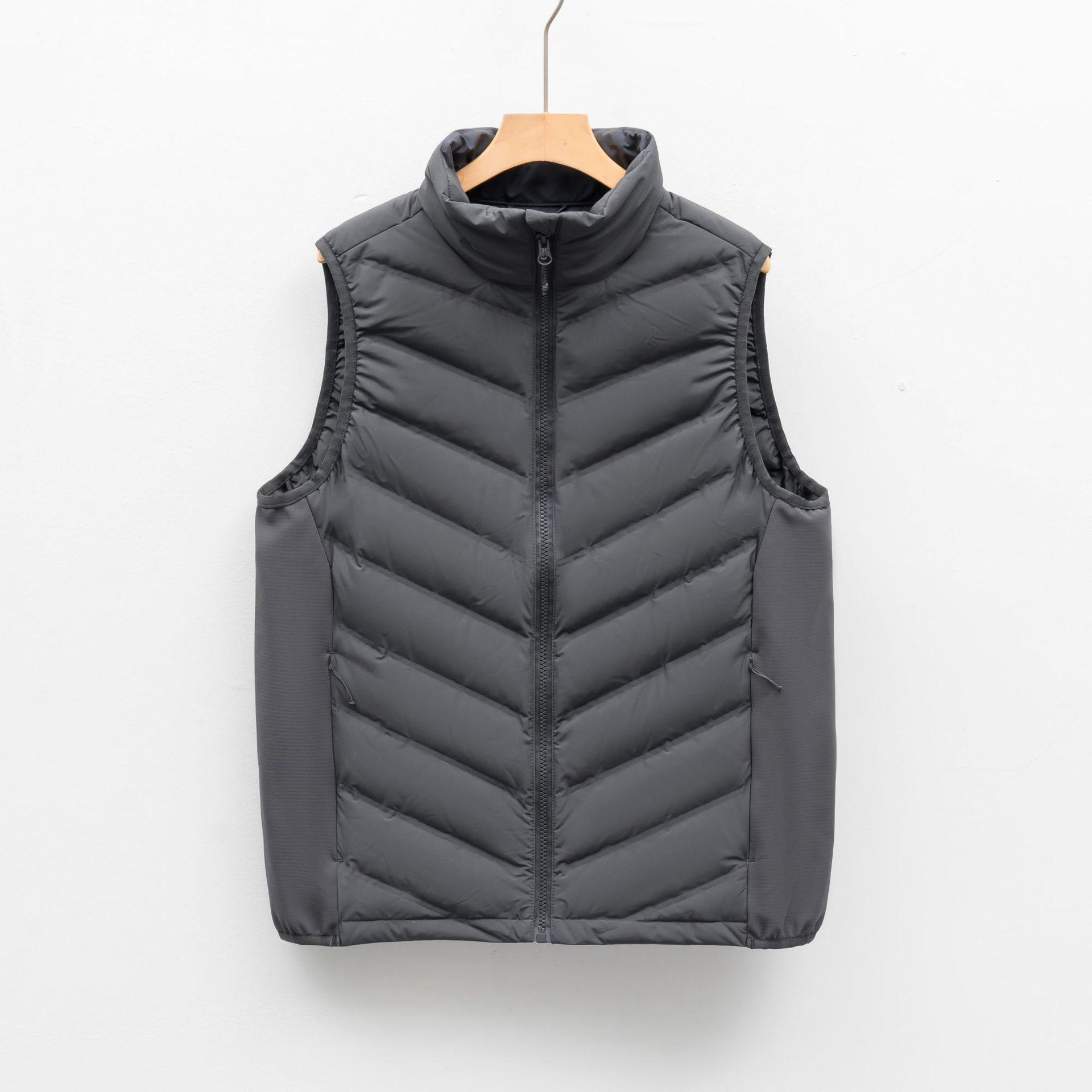 

Unisex Stand Collar Down Vest – Casual Autumn/Winter Style 3XL серый/древесный уголь