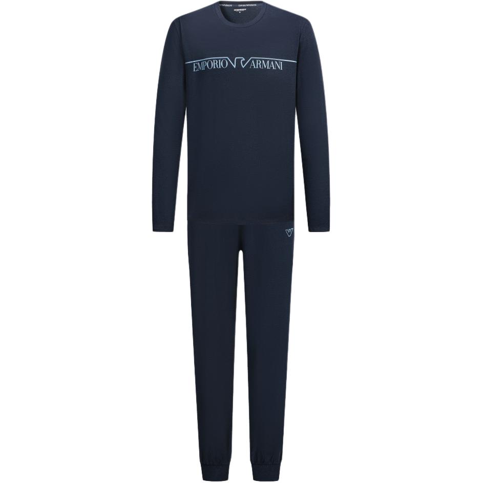 Emporio Armani FW24 Logo Letter Print Crew Neck Long Sleeve Casual Sports Set Men sets Navy-Blue 112033-4F516-00135 L