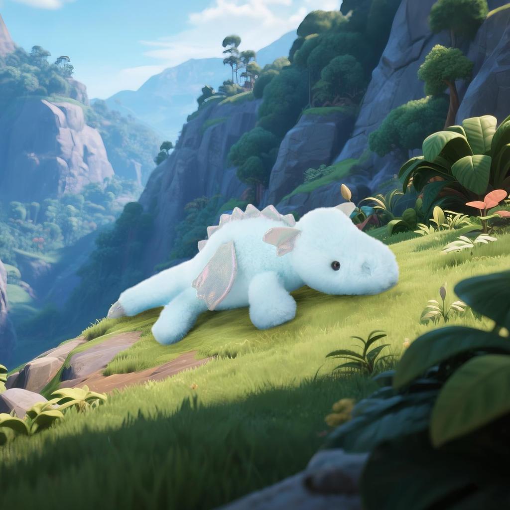 Apricot Lamb Sky Blue Lying Dragon Plush Toy for Soft and Fluffy Sky Blue Lying Dragon for Girls and 38cm Children, Cute, Boys,