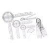 6pcs PVC Material 360° Goniometer Set Transparent Clear Angle Ruler Set  Physical Measurement