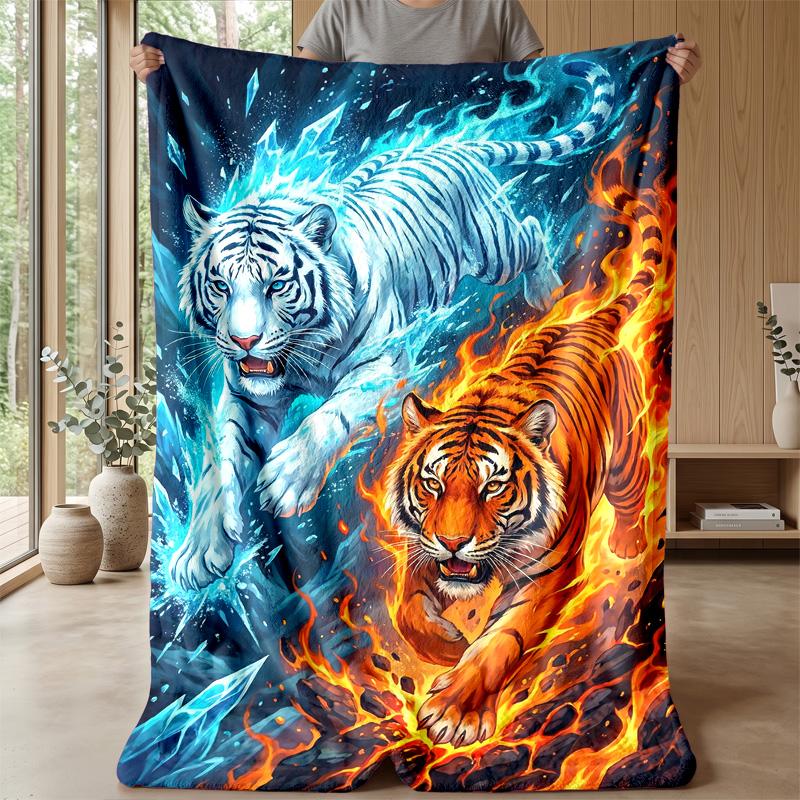 Tiger Fantasy Artwork Theme blanket Lightweight Warm Flannel Blanket Decorative Throw Blanket for Home Decoration