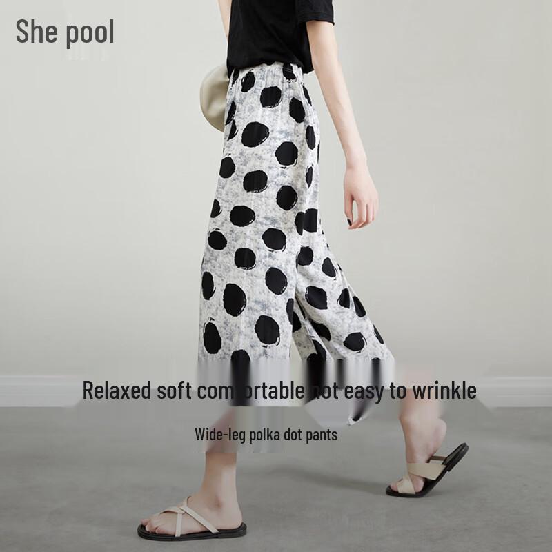 

Женские летние драпированные укороченные брюки-клеш S