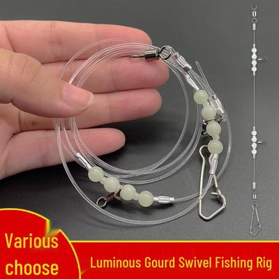 Luminous Gourd Swivel Fishing Rig with Stopper Beads and Hooks for Sea Fishing