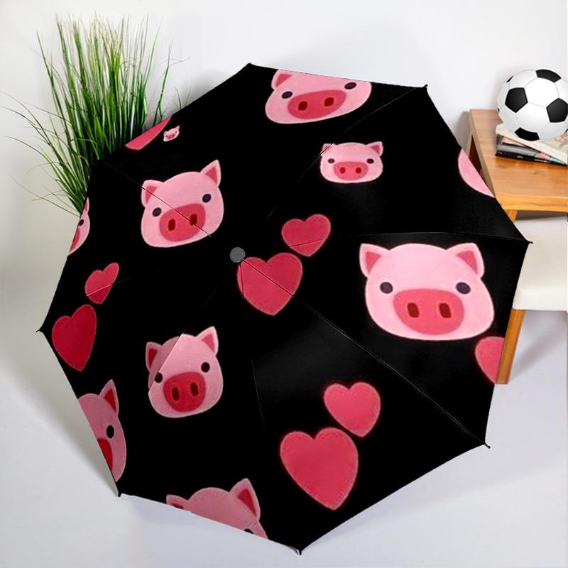 Cute Cartoon Pink Pig Umbrella Automatic Open/close, Sturdy Iron Frame & 8-Rib Struct, Umbrella for Women & Men, Christmas Gifts