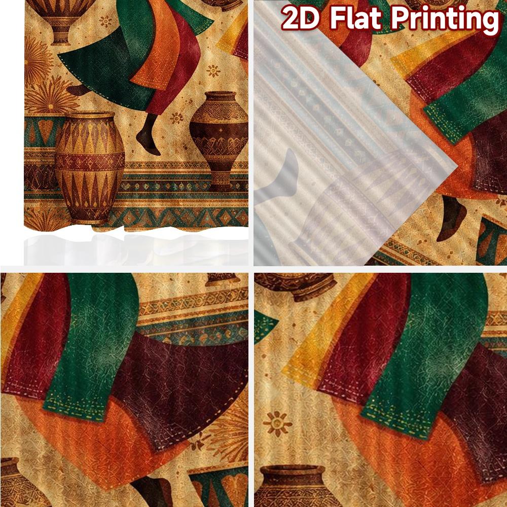 2D FLAT PRINTING 2pcs Curtains (Without Rod) African Dance Celebration(1) Creative Popular Curtains Fabric Curtains Present