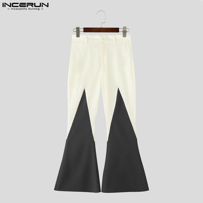 INCERUN Two Pieces Men Sleeveless Waistcoats Long Stitching Flare Pants Sets