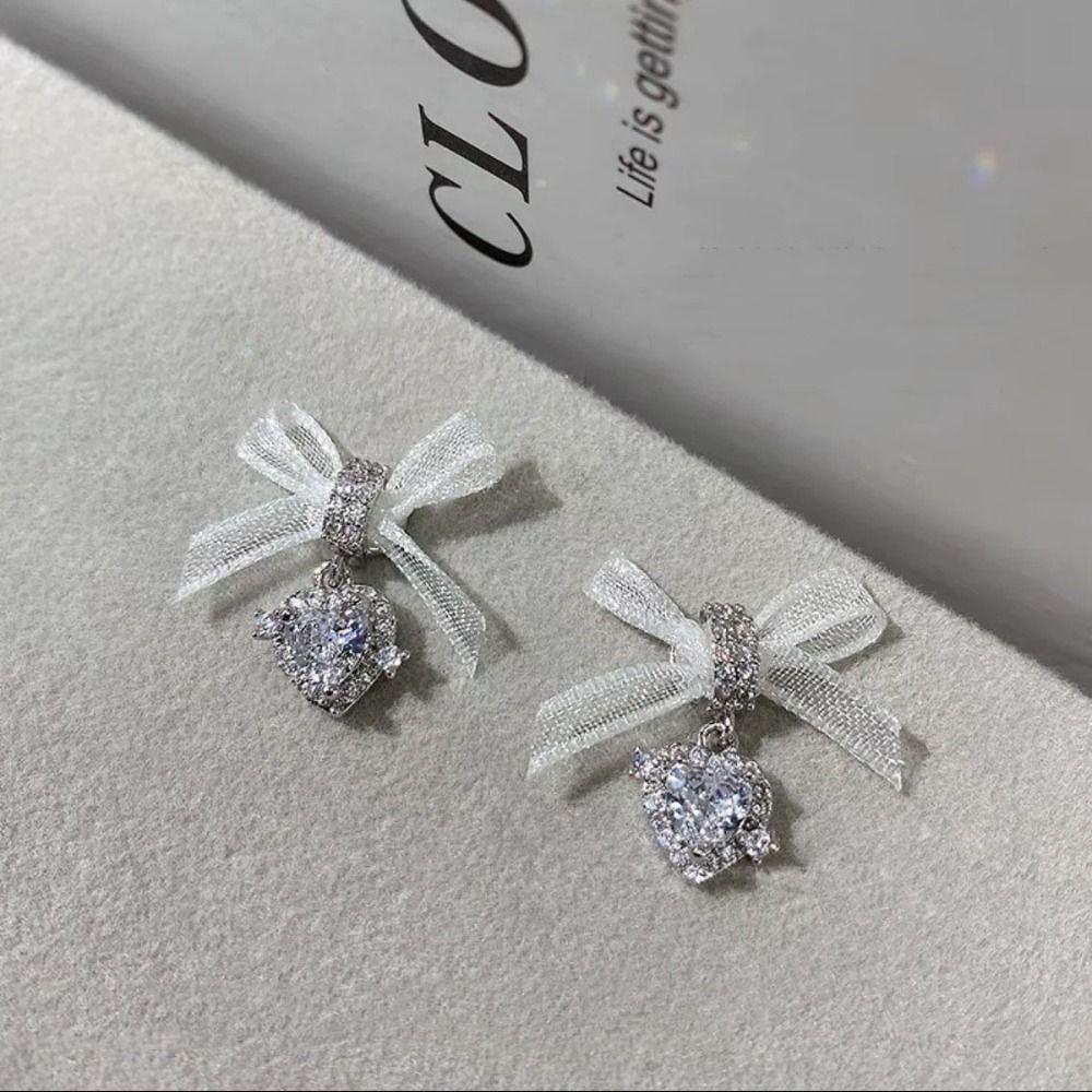 1 PCS Organza Bow Zircon Nail Art Accessories Lace Bow Love Nail Decorations  Nail Salon