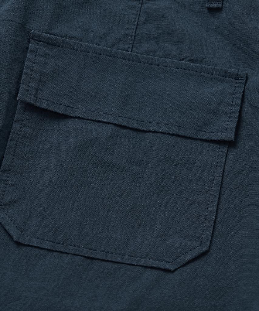 Cotton Bell Midi Side Belt Skirt - Navy