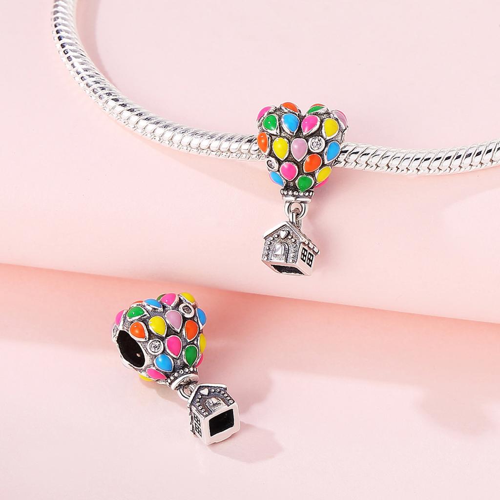 Bead Charms copper Charm Bead Charms Authentic Heart Colorful Hot Air Balloon Pendant Bead Charms Compatible With Bracelets Jewellery Diy Women Fine G