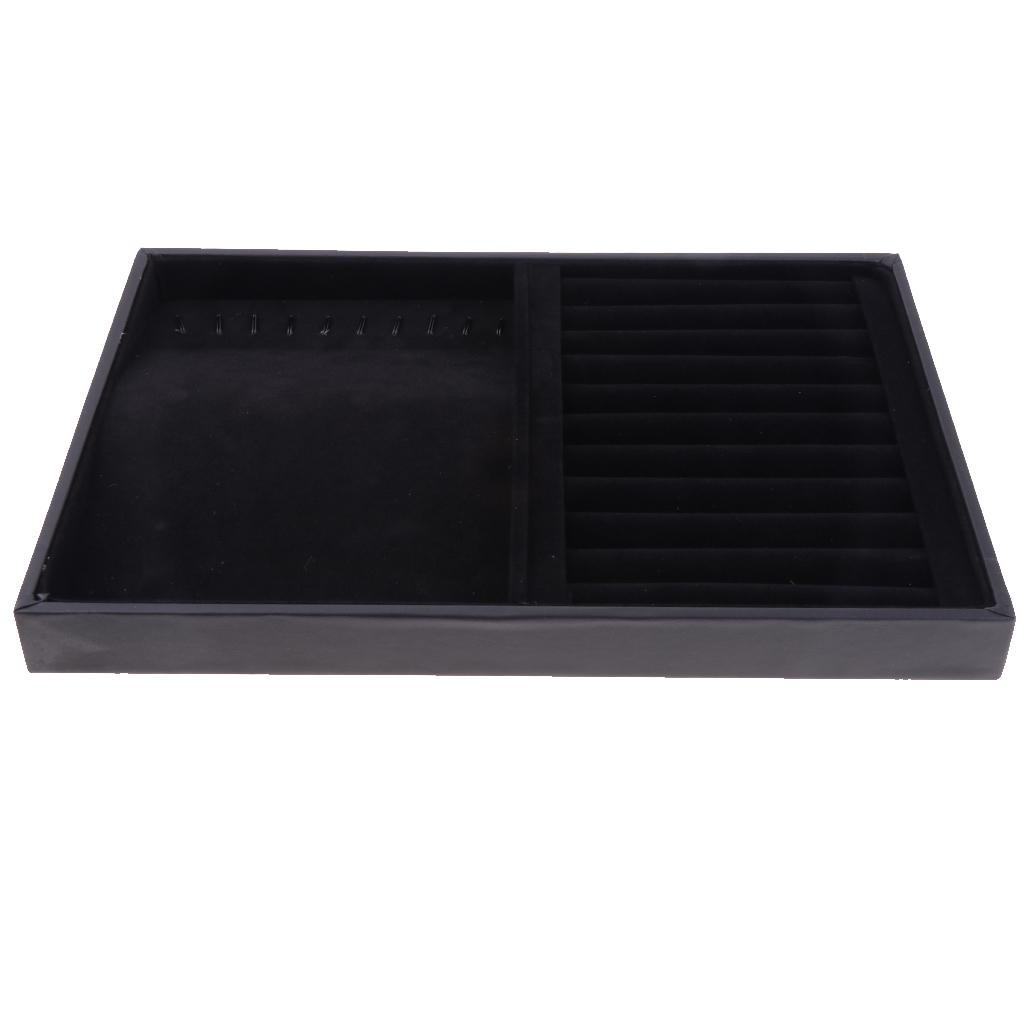 Buy Velvet Jewelry Display Tray Necklaces Rings Trays with Hooks Black