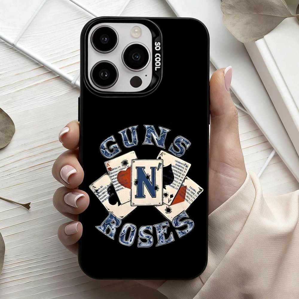 Band G-Guns-S N R-Roses Phone Case For iPhone17,16,15,14,13,12,11 Plus,Pro Max Candy Silver Plated Inside Cover