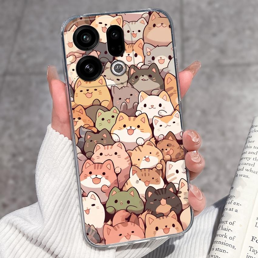 Suitable For Oppo Find X9 X7 X5 Pro X3 X2 Reno11 12 Pro Phone Cover Cute Panda Rabbit Pattern Transparent TPU Dustproof Protective Case For Oppo Shell