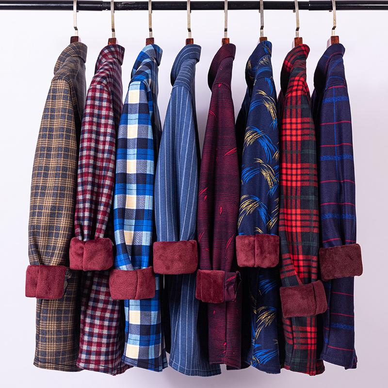 Men's long-sleeved shirt with double-sided fleece, warm and cold-resistant, thickened with fleece, 8XL, 9XL, casual and trendy