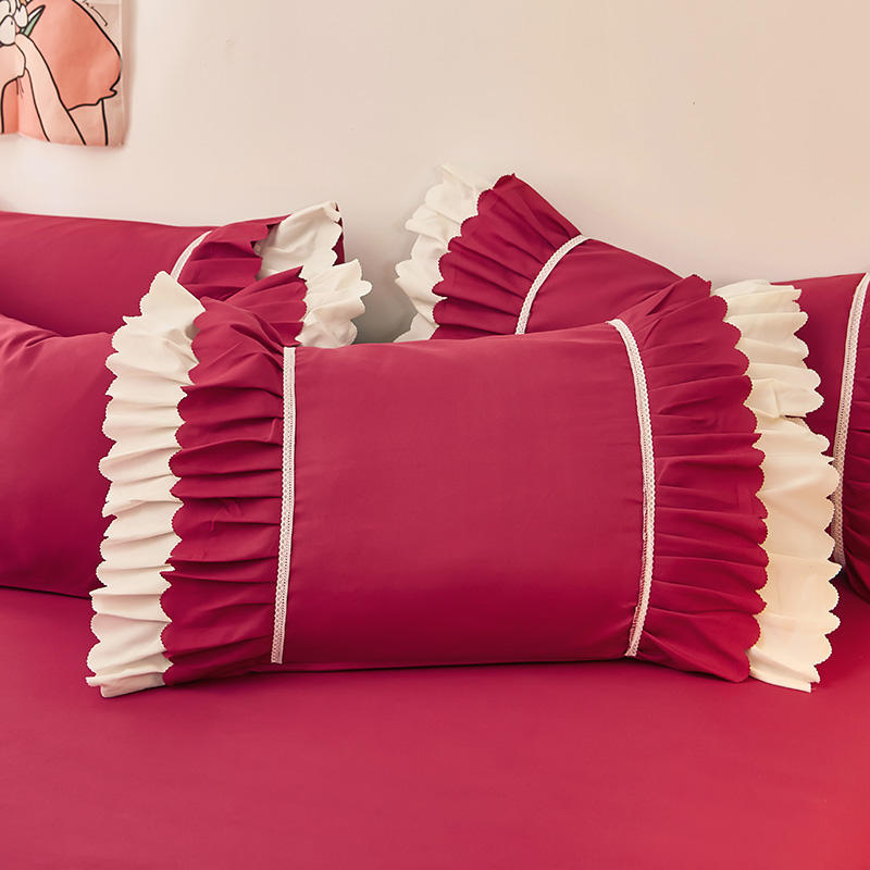 48*74cm Princess Style Pink Cake Layered Lace Pillowcase Splice Ruffle Edge Pillowcase European Style Hotel Home Bedding PillowsProtective Covers